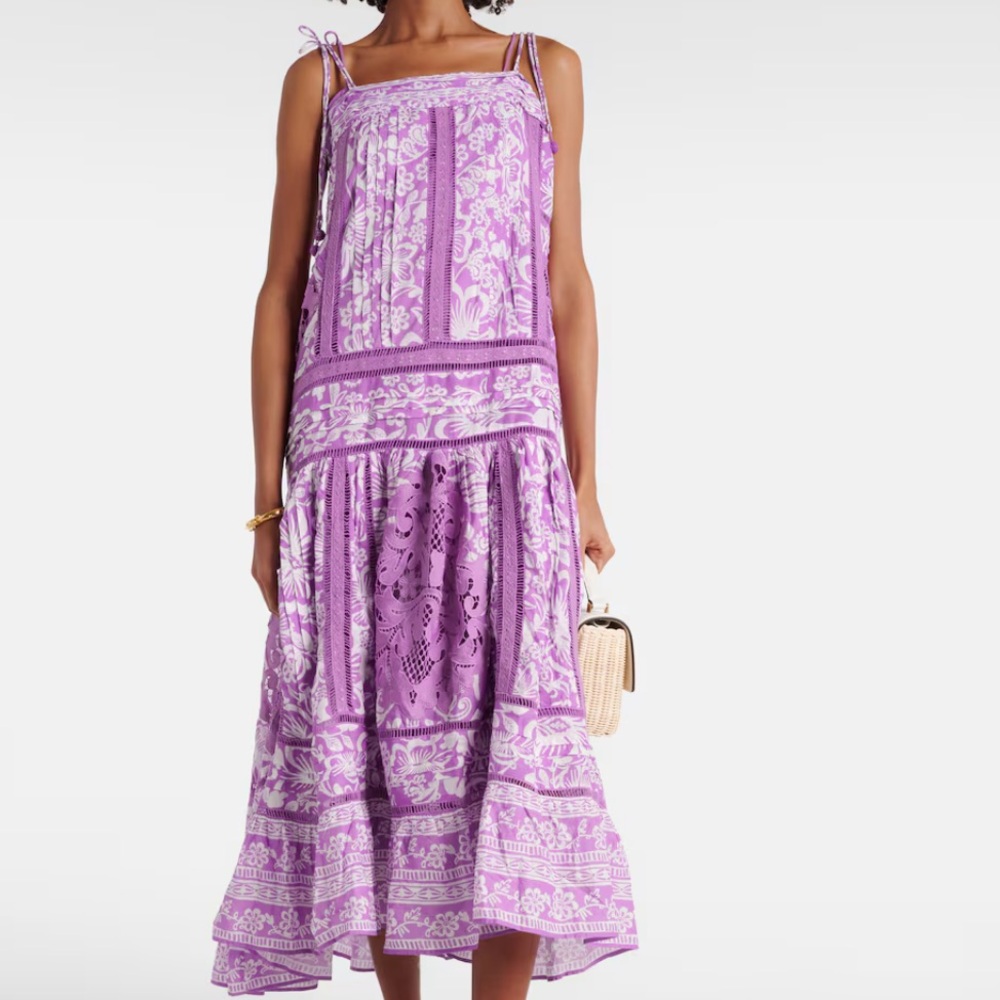 Farm Rio Lilac Sweet Garden Sleeveless Maxi Dress